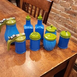 Vintage! Gemco 1970s Blue and Green Dining Set Of 8